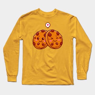 Cute Cookies With Milk Cartoon Long Sleeve T-Shirt